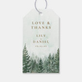 Kiefernwald Hochzeit Geschenkanhänger (Vorderseite)