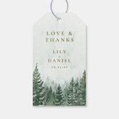 Kiefernwald Hochzeit Geschenkanhänger (Rückseite)