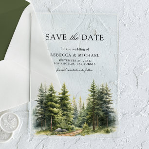 Kiefernwald Hochzeit Terminankündigung Acryleinladungen