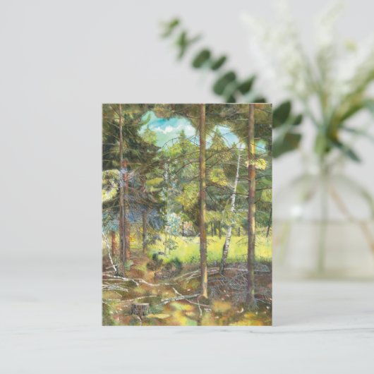 Kiefernwald Postkarte (Stehend Vorderseite)