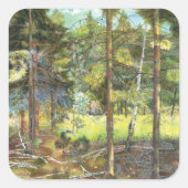 Kiefernwald Quadratischer Aufkleber (Vorderseite)