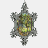 Kiefernwald Schneeflocken Zinn-Ornament (Links)