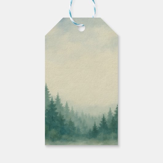 Kiefernwald Wasserfarbe Danke für Ihre Hochzeit Geschenkanhänger (Rückseite)