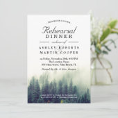 Kiefernwald Winter Hochzeitsprobe Abendessen Einladung (Stehend Vorderseite)