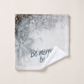 Kiefernwälder, Schneeflocken Urlaub Badhandtuch Set (Waschlappen)