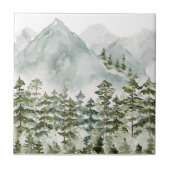 Kiefernwälder und Gebirge Aquarellbilder Fliese (Vorderseite)
