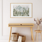 Kiefernwälder und Gebirge Aquarellbilder Poster