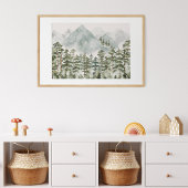 Kiefernwälder und Gebirge Aquarellbilder Poster