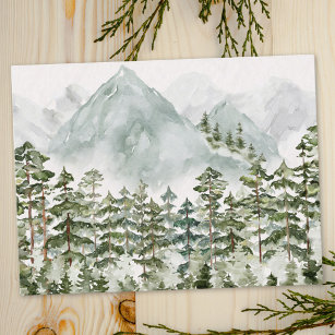 Kiefernwälder und Gebirge Aquarellbilder Postkarte