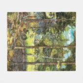 Kiefernwaldmalerei Aquarell Fleecedecke (Vorderseite (Horizontal))