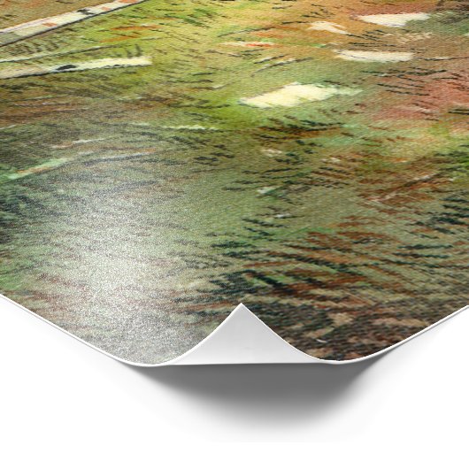 Kiefernwaldmalerei Aquarell Fotodruck (Ecke)