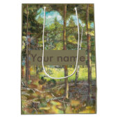 Kiefernwaldmalerei Aquarell Mittlere Geschenktüte (Rückseite)
