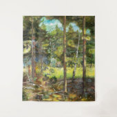 Kiefernwaldmalerei Aquarell Wandteppich (Vorderseite)