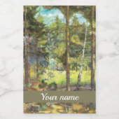 Kiefernwaldmalerei Aquarell Weinetikett (Einzelnes Label)