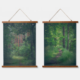 Kiefernwaldweg Wandteppich Mit Holzrahmen