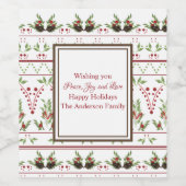 Kiefernweine und Beeren gemustertes Weinetikett (Einzelnes Label)