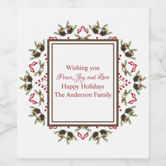 Kiefernweine und Beeren Mandala-Weinetikett Weinetikett (Einzelnes Label)