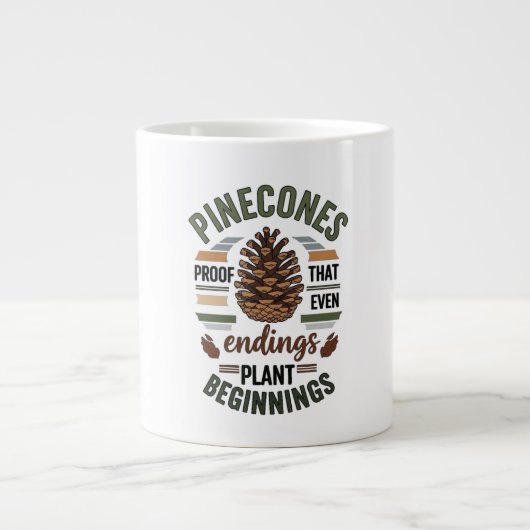 Kiefernzapfen-Design - Das Evergreen-Versprechen Jumbo-Tasse (Vorderseite)