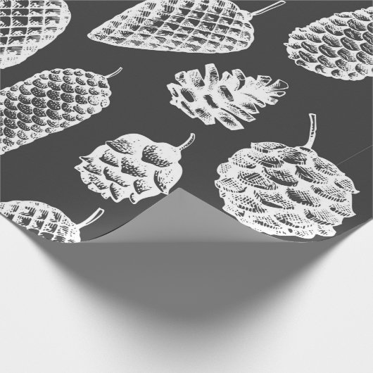 Kiefernzapfen handgezeichnetes nahtloses Muster. b Geschenkpapier (Ecke)