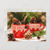 Kiefernzapfen in Kaffeetassen Postkarte (Vorne/Hinten)