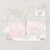 Kiefernzapfen in Kaffeetassen Postkarte (Rückseite)