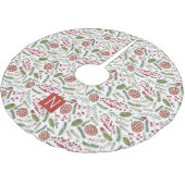 Kiefernzapfen Kardinal Weihnachtsmonogramm Polyester Weihnachtsbaumdecke (Schrägansicht)