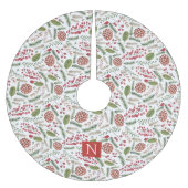 Kiefernzapfen Kardinal Weihnachtsmonogramm Polyester Weihnachtsbaumdecke (Vorderseite)