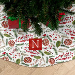 Kiefernzapfen Kardinal Weihnachtsmonogramm Polyester Weihnachtsbaumdecke<br><div class="desc">Pine-Kegel Kardinal Weihnachtsmonogramm Allüberdruck. Original-Kunstwerk von Caroline Bonne Müller.</div>