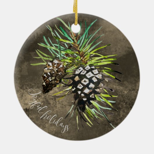 Kiefernzapfen Keramik Ornament (Hinten)