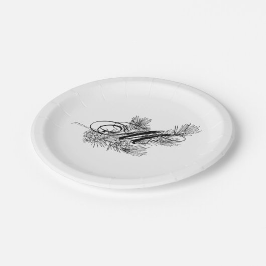 Kiefernzapfen, monogramm pappteller (Schrägansicht)