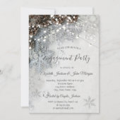 Kiefernzapfen, Schneeflocken Verlobung Einladung (Vorderseite)