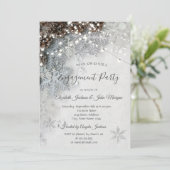 Kiefernzapfen, Schneeflocken Verlobung Einladung (Stehend Vorderseite)