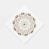 Kiefernzapfen und Beeren Mandala Papierserviette (Ecke)