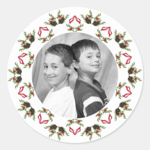 Kiefernzapfen und Beerenschildkröten Runder Aufkleber