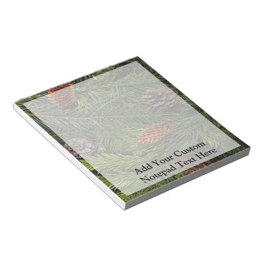 Kiefernzapfen und Branchen Notizblock (angewinkelt)