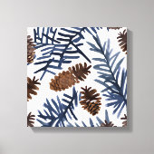 Kiefernzapfen und Branchen | Wasserfarbene Winterf Leinwanddruck (Vorderseite)