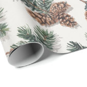 Kiefernzapfen- und Immergrünwald Geschenkpapier (Rolleneckpunkt)