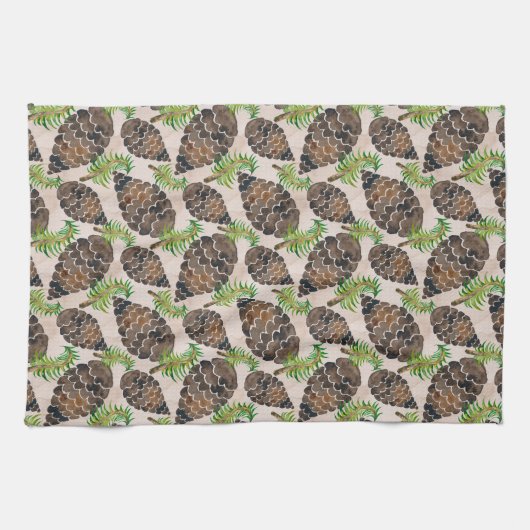 Kiefernzapfen und Kiefern Geschirrtuch (Horizontal)