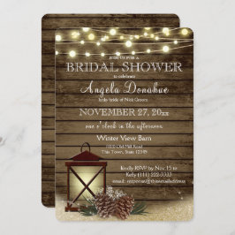 Kiefernzapfen und Laternenrustikales Brautparty Einladung