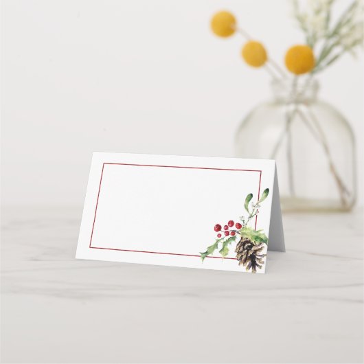 Kiefernzapfen und Weihnachten Platzkarte (Vorderseite)