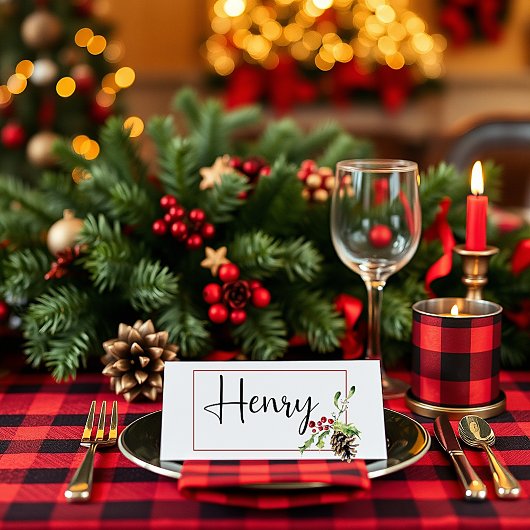 Kiefernzapfen und Weihnachten Platzkarte