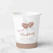 Kiefernzapfen zeichnend braune Winterhochzeit Pappbecher (Rückseite)