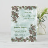 Kiefernzapfen Zweig Aquarell Quinceañera Einladung (Stehend Vorderseite)