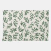 Kiefernzweig-Lane-Pinecone Druck & Monogramm Detai Geschirrtuch (Horizontal)