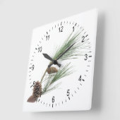 Kiefernzweig mit den Kegel Quadratische Wanduhr (Winkel)