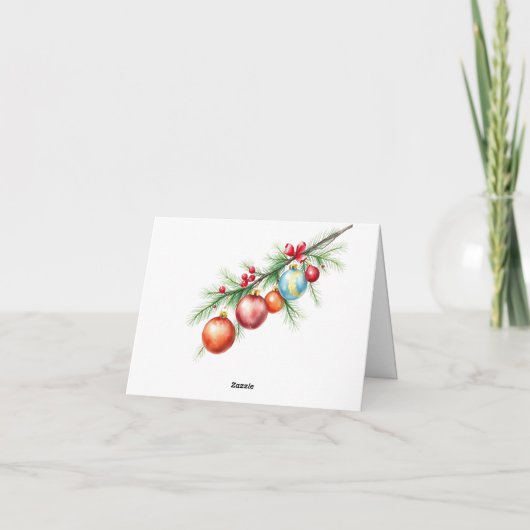 Kiefernzweig mit eleganten Weihnachtsbaumsteinen Karte (Rückseite)