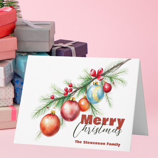 Kiefernzweig mit eleganten Weihnachtsbaumsteinen Karte