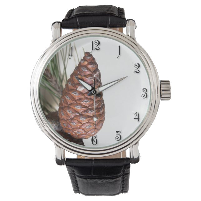 Kiefernzweig mit Pineconen Armbanduhr (Vorderseite)