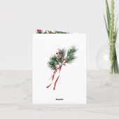 Kiefernzweig Rote Berries und Band Feiertagskarte (Rückseite)