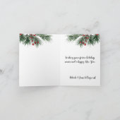 Kiefernzweig Rote Berries und Band Feiertagskarte (Innenseite)